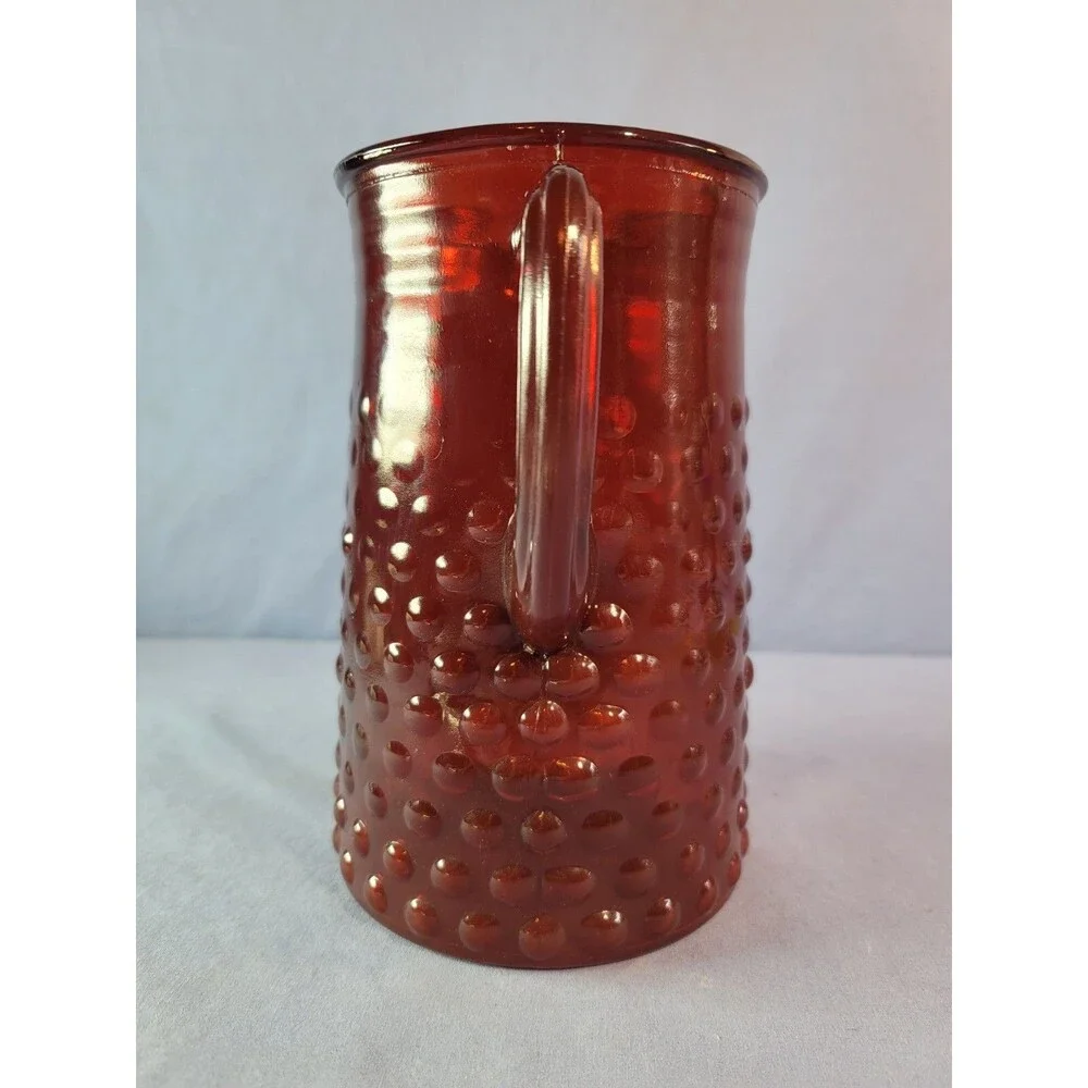 Hobnail Carafe ANCHOR HOCKING Cranberry Pitcher Ruby Red  8''T 60 oz